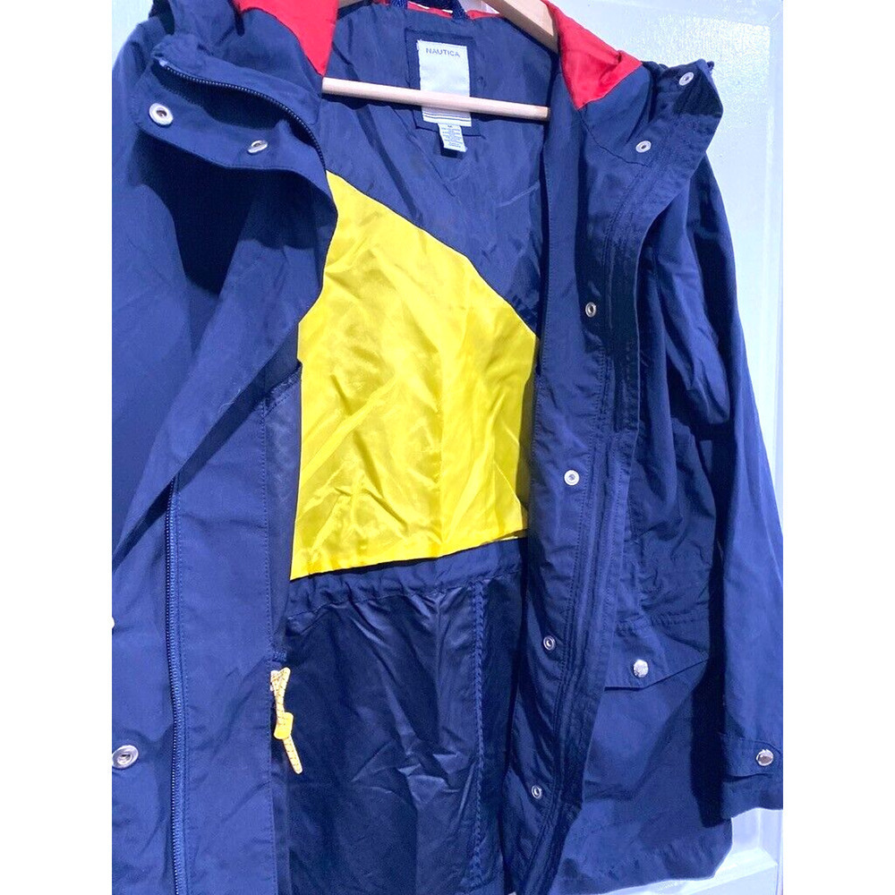Nautica - Navy hooded raincoat, adjustable elastic waist, women's size Medium - Picture 2 of 5